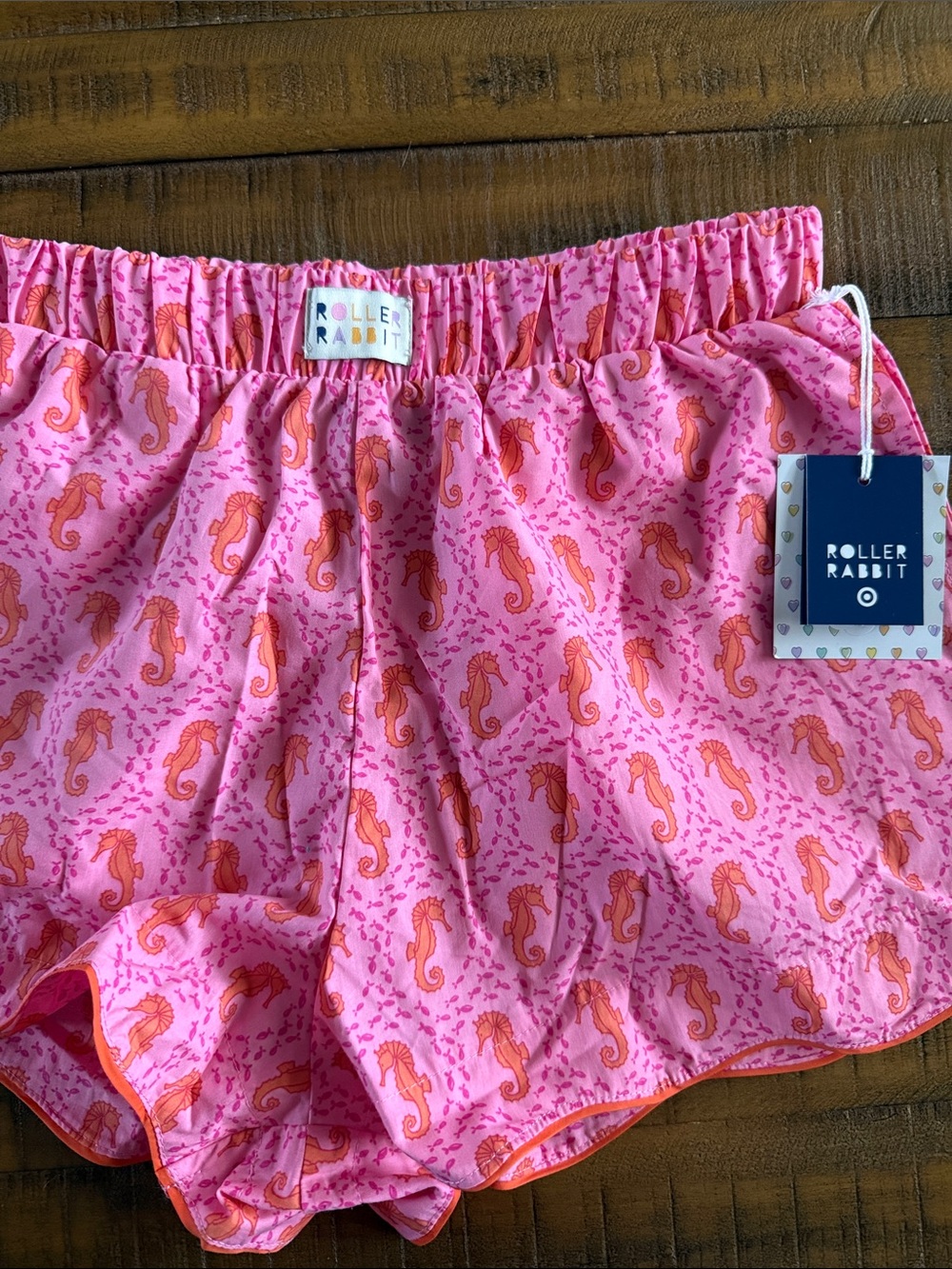 Roller Rabbit Pink & Orange Seahorse Print Girls' Shorts